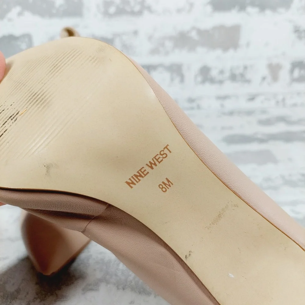 Nine West Ezra Tan Slip On Pointy Toe Business Casual Pumps A396